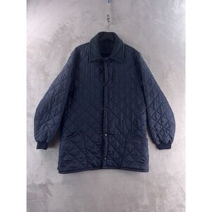Barbour Liddesdale Quilted Jacket Mens Size Small Navy Snap Front Lightweight